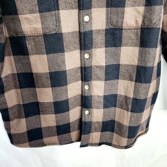 Red Head Brown Plaid Button Front Men's Long Sleeve Shacket Jacket Size L - Picture 3 of 8